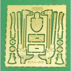 055-АЕМ Фототравление. Набор реечный домкрат, лопата, топор