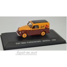 068AF-АТЛ FIAT 500 C FURGONCINO "MARGA" 1950 Yellow/Brown