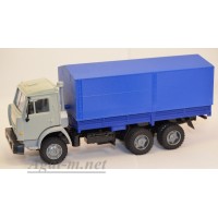 2092-2-ЭЛ Камский-53205 грузовик бортовой с тентом, светло-серый/синий
