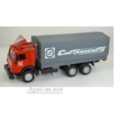 2106-1-ЭЛ Камский-53212 грузовик с тентом со спойлером (металл, красный) "Совтрансавто", красный/серый