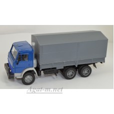 Камский-53205 грузовик бортовой с тентом, синий/серый