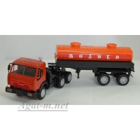 2099-6-ЭЛ Камский-54101 с полуприцепом-цистерной "Молоко" красная/оранжевая, платформа черная