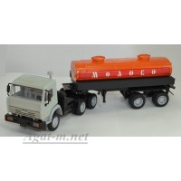 2099-8-ЭЛ Камский-54101 с полуприцепом-цистерной "Молоко" серая/оранжевая, платформа черная