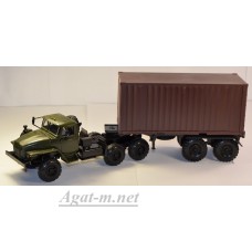 УРАЛ 44202 тягач контейнеровоз, хаки/коричневый