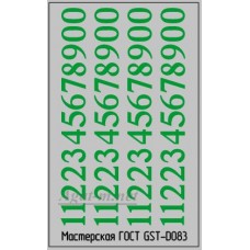 083DK-ГСТ Набор декалей трамвайных парковых номеров Магнитогорск зеленые