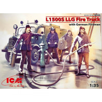 35528-ICM Сборная модель. L 1500S LLG, легкая пожарная машина с германскими пожарными (4 фигуры)