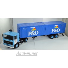 VOLVO F10 c полуприцепом-контейнеровозом и 20-футовыми контейнерами "P & O" 1983 Blue