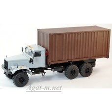 34018-КРЗ КрАЗ-255 контейнеровоз, серый/коричневый 