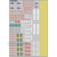 0118DKM-МПФ Набор декалей Пожарные автомобили (надписи, эмблемы, приборные панели), вариант 1 (100х140)