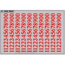 0842DKM-МПФ Набор декалей трамвайных парковых номеров Магнитогорск красные (100х70)
