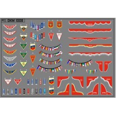Набор декалей Флажки, шторки для современных грузовиков (ЗИЛ) Красные (100х65)