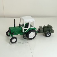 160012-МЛП Трактор МТЗ-82 пластик, зеленый/белый с прицепом полевая кухня