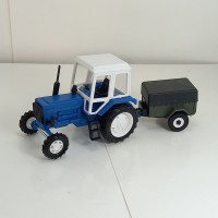 160013-МЛП Трактор МТЗ-82 пластик, зеленый/белый с прицепом - 8109