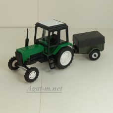 160065-МЛП Трактор МТЗ-82 (пластик 2х цветный зелено-черный) с прицепом - 8109