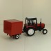 Трактор МТЗ-82 (пластик 2х цветный красно-черный) с прицепом будка (красная)