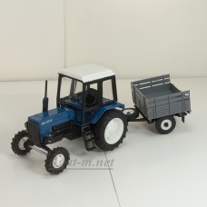 160371-01-МЛП Трактор МТЗ-82 "Люкс-2" c прицепом сельхозник без тента, синий