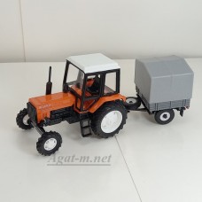 160379-МЛП Трактор МТЗ-82 "Люкс-2" (металл оранжевый) с прицепом сельхозник с тентом