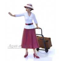 43009-NSM Девушка с чемоданом в малиновой юбке