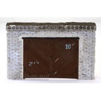 160-СМУ Фасад гаража №10 Белый кирпич, ворота 45 гр., цвет коричневый, плиты перекрытия.
