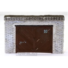 160-СМУ Фасад гаража №10 Белый кирпич, ворота 45 гр., цвет коричневый, плиты перекрытия.