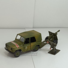 036-КМ УАЗ-469 ВАИ с пушкой и солдатиком СССР, Б/У