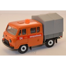 10016-2-УСР УАЗ-39094 Фермер с тентом аварийная служба оранжевый, таблетка