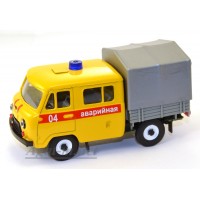 10016-3-УСР УАЗ-39094 Фермер с тентом аварийная служба, желтый, таблетка
