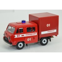 12041-УСР УАЗ-39094 Фермер с будкой пожарная, таблетка (пластик крашенный)