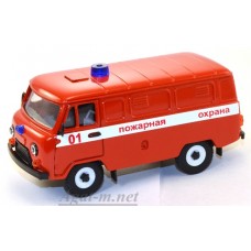 Масштабная модель УАЗ-3741 фургон пожарный (пластик крашенный), таблетка