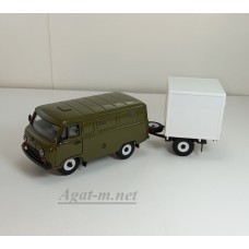 УАЗ-3741 фургон с прицепом будка (пластик крашенный), зеленый