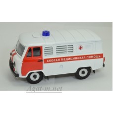 12078-1-УСР УАЗ-39099 Комби Скорая медицинская помощь (пластик крашенный) таблетка, двухцветный белый/красный 