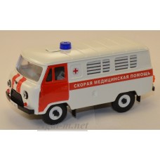 10004-1-УСР УАЗ-3962 автобус скорая медицинская помощь, белый/красный, таблетка