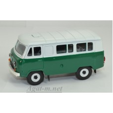 12001-4-УСР УАЗ-3962 автобус двухцветный (пластик крашенный), темно-зеленый/белый