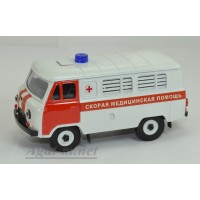 12054-1-УСР УАЗ-3962 автобус скорой медицинской помощи (пластик крашенный) белый/красный, таблетка