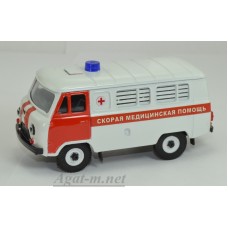 12054-1-УСР УАЗ-3962 автобус скорой медицинской помощи (пластик крашенный) белый/красный, таблетка