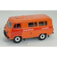 12056-УСР УАЗ-3962 автобус аварийная служба (пластик крашенный), красный/оранжевый